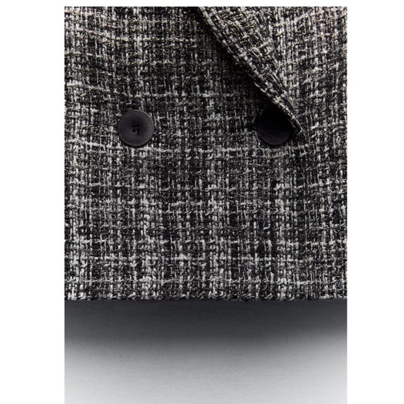ZARA METALLIC CHECKERED CROPPED BLAZER - Picture 5 of 8
